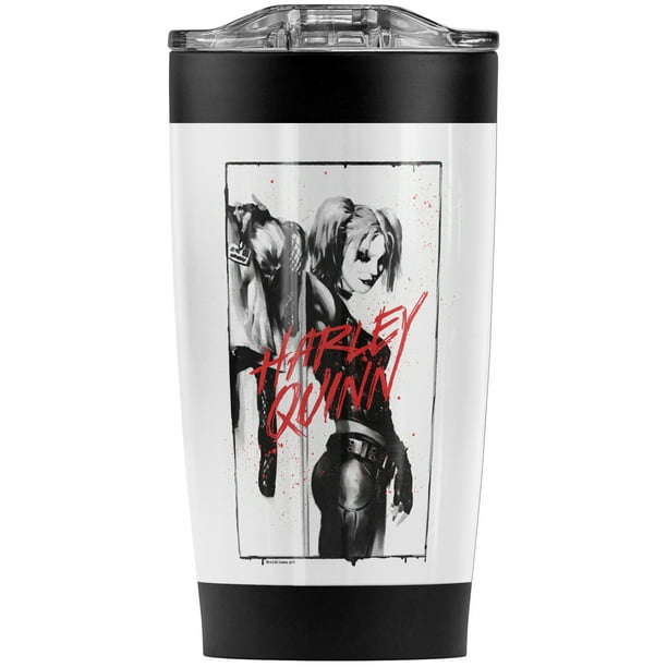 Harley Quinn Red Black Buffalo Plaid Tumbler 20 oz Double Wall Stainless Steel
